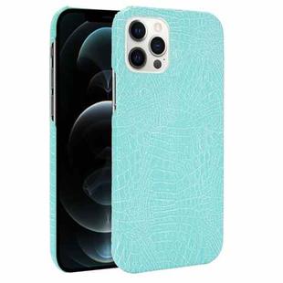 For iPhone 12 Pro Max Shockproof Crocodile Texture PC + PU Case(Light green)