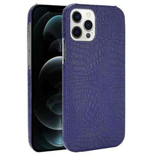 For iPhone 12 Pro Max Shockproof Crocodile Texture PC + PU Case(Blue)