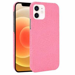 For iPhone 12 mini Shockproof Crocodile Texture PC + PU Case(Pink)