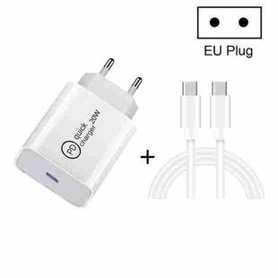 SDC-20W 2 in 1 PD 20W USB-C / Type-C Travel Charger + 3A PD 3.0   USB-C / Type-C to USB-C / Type-C Fast Charge Data Cable Set, Cable Length: 1m, EU Plug