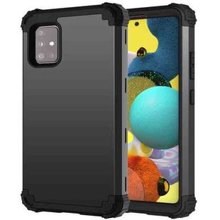 For Samsung Galaxy A51 5G PC + Silicone Three-piece Shockproof Protection Case(Black)