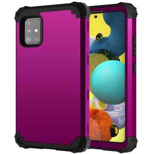 For Samsung Galaxy A51 5G PC + Silicone Three-piece Shockproof Protection Case(Purple)