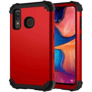 For Samsung Galaxy A20/A30/A50 PC + Silicone Three-piece Shockproof Protection Case(Red)