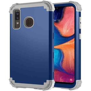 For Samsung Galaxy A20/A30/A50 PC + Silicone Three-piece Shockproof Protection Case(Blue)