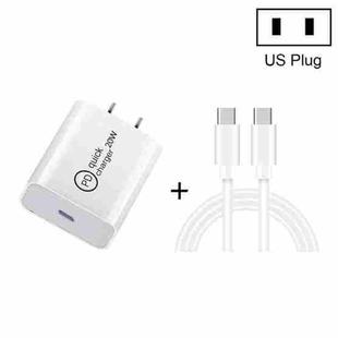 SDC-20W 2 in 1 PD 20W USB-C / Type-C Travel Charger + 3A PD 3.0 USB-C / Type-C to USB-C / Type-C Fast Charge Data Cable Set, Cable Length: 2m, US Plug