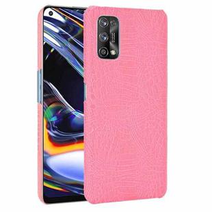 For OPPO Realme 7 Pro Shockproof Crocodile Texture PC + PU Case(Pink)