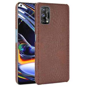 For OPPO Realme 7 Pro Shockproof Crocodile Texture PC + PU Case(Brown)