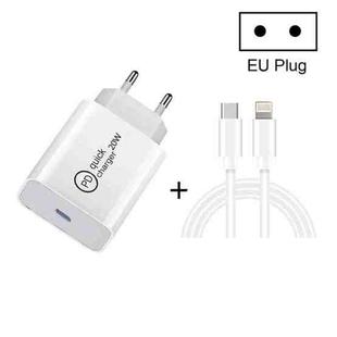 SDC-20W 2 in 1 PD 20W USB-C / Type-C Travel Charger + 3A PD3.0 USB-C / Type-C to 8 Pin Fast Charge Data Cable Set, Cable Length: 2m, EU Plug