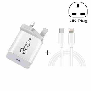 SDC-20W 2 in 1 PD 20W USB-C / Type-C Travel Charger + 3A PD3.0 USB-C / Type-C to 8 Pin Fast Charge Data Cable Set, Cable Length: 2m, UK Plug