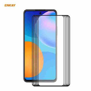 For Huawei P Smart 2021 5 PCS ENKAY Hat-Prince Full Glue 0.26mm 9H 2.5D Tempered Glass Full Coverage Film