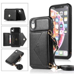 For iPhone X / XS Multi-functional Cross-body Card Bag TPU+PU Back Cover Case with Holder & Card Slot & Wallet(Black)