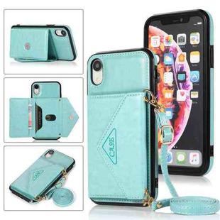 For iPhone XS Max Multi-functional Cross-body Card Bag TPU+PU Back Cover Case with Holder & Card Slot & Wallet(Green)