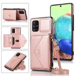 For Samsung Galaxy A51 4G Multi-functional Cross-body Card Bag TPU+PU Back Cover Case with Holder & Card Slot & Wallet(Rose Gold)