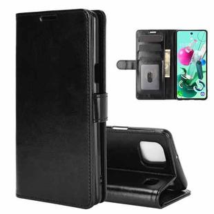 For LG K92 5G R64 Texture Single Horizontal Flip Protective Case with Holder & Card Slots & Wallet& Photo Frame(Black)