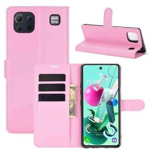 For LG K92 5G Litchi Texture Horizontal Flip Protective Case with Holder & Card Slots & Wallet(Pink)