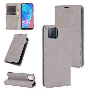 For OPPO A72 / A73 5G Retro-skin Business Magnetic Suction Leather Case with Holder & Card Slots & Wallet(Grey)