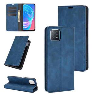 For OPPO A72 / A73 5G Retro-skin Business Magnetic Suction Leather Case with Holder & Card Slots & Wallet(Dark Blue)