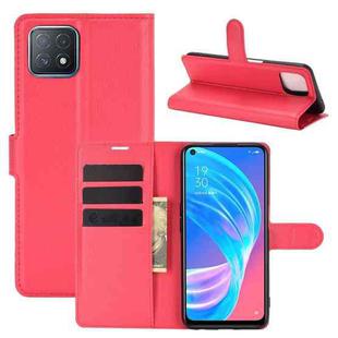 For OPPO A72 / A73 5G Litchi Texture Horizontal Flip Protective Case with Holder & Card Slots & Wallet(Red)