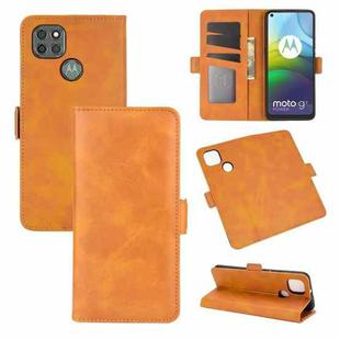 For Motorola Moto G9 Power Dual-side Magnetic Buckle Horizontal Flip Leather Case with Holder & Card Slots & Wallet(Yellow)