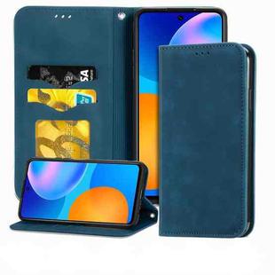 For Huawei P smart 2021 Retro Skin Feel Business Magnetic Horizontal Flip Leather Case(Blue)