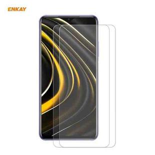 For Xiaomi Poco M3 2 PCS ENKAY Hat-Prince 0.26mm 9H 2.5D Curved Edge Tempered Glass Film