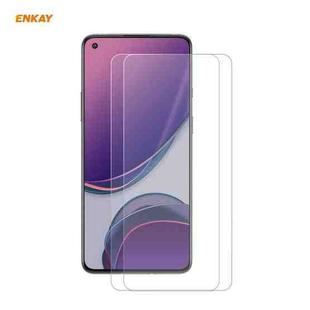 For OnePlus 8T 2 PCS ENKAY Hat-Prince 0.26mm 9H 2.5D Curved Edge Tempered Glass Film
