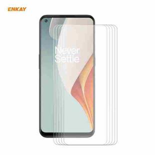 For OnePlus Nord  N100 5 PCS ENKAY Hat-Prince 0.26mm 9H 2.5D Curved Edge Tempered Glass Film