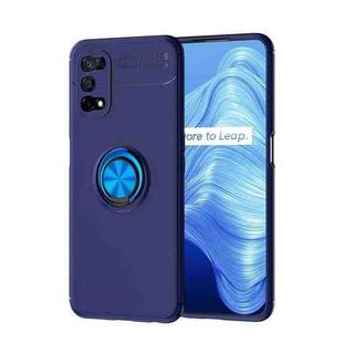 For OPPO Realme 7 Pro  Metal Ring Holder 360 Degree Rotating TPU Case(Blue+Blue)