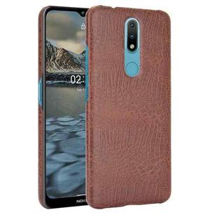 For Nokia 2.4 Shockproof Crocodile Texture PC + PU Case(Brown)