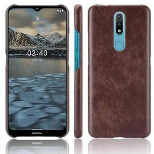For Nokia 2.4 Shockproof Litchi Texture PC + PU Case(Brown)