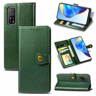For Xiaomi Mi 10T / Redmi K30S Retro Solid Color Leather Buckle Phone Case with Lanyard & Photo Frame & Card Slot & Wallet & Stand Function(Green)