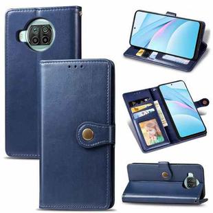 For Xiaomi Mi 10T Lite 5G Retro Solid Color Leather Buckle Phone Case with Lanyard & Photo Frame & Card Slot & Wallet & Stand Function(Blue)