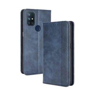 For OnePlus Nord N10 5G Magnetic Buckle Retro Crazy Horse Texture Horizontal Flip Leather Case with Holder & Card Slots & Photo Frame(Blue)