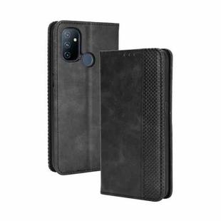 For OnePlus Nord N100 Magnetic Buckle Retro Crazy Horse Texture Horizontal Flip Leather Case with Holder & Card Slots & Photo Frame(Black)