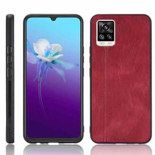 For Vivo V20 Shockproof Sewing Cow Pattern Skin PC + PU + TPU Case(Red)