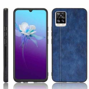 For Vivo V20 Shockproof Sewing Cow Pattern Skin PC + PU + TPU Case(Blue)