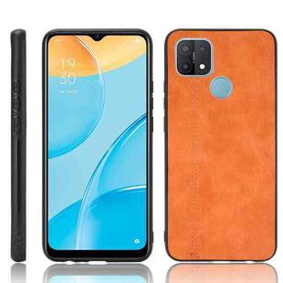 For OPPO A15 Shockproof Sewing Cow Pattern Skin PC + PU + TPU Case(Orange)