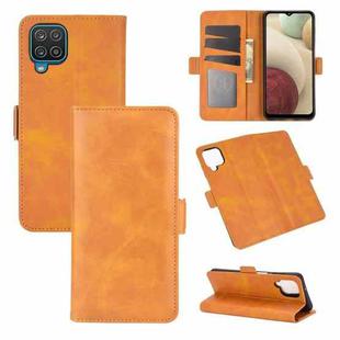For Samsung Galaxy A12 Dual-side Magnetic Buckle Horizontal Flip Leather Case with Holder & Card Slots & Wallet(Yellow)