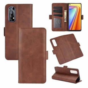 For OPPO Realme 7 Dual-side Magnetic Buckle Horizontal Flip Leather Case with Holder & Card Slots & Wallet(Brown)