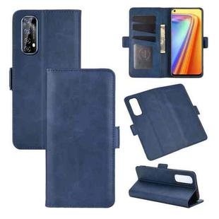 For OPPO Realme 7 Dual-side Magnetic Buckle Horizontal Flip Leather Case with Holder & Card Slots & Wallet(Dark Blue)