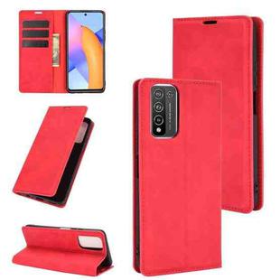 For Huawei Honor 10X Lite Retro-skin Business Magnetic Suction Leather Case with Holder & Card Slots & Wallet(Red)