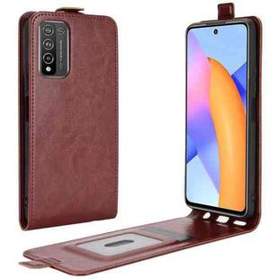 For Huawei Honor 10X Lite R64 Texture Single Vertical Flip Leather Case with Card Slots & Photo Frame(Brown)
