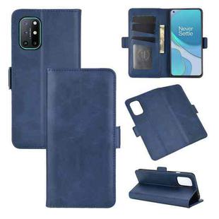 For OnePlus 8T Dual-side Magnetic Buckle Horizontal Flip Leather Case with Holder & Card Slots & Wallet(Dark Blue)
