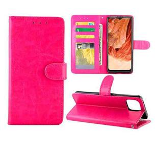 For OPPO F17 / A73 (2020) 4G Crazy Horse Texture Leather Horizontal Flip Protective Case with Holder & Card Slots & Wallet & Photo Frame(Rose Red)