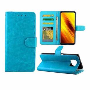 For Xiaomi Poco X3 NFC Crazy Horse Texture Leather Horizontal Flip Protective Case with Holder & Card Slots & Wallet & Photo Frame(Baby Blue)