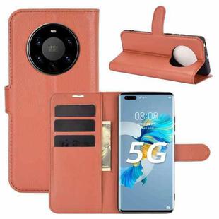 For Huawei Mate 40 Pro+ Litchi Texture Horizontal Flip Protective Case with Holder & Card Slots & Wallet(Brown)