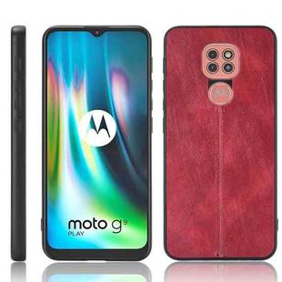 For Motorola Moto G9 / G9 Play Shockproof Sewing Cow Pattern Skin PC + PU + TPU Case(Red)