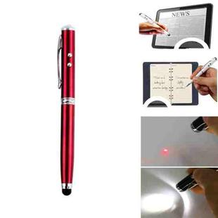 At-16 4 in 1 Mobile Phone Tablet Universal Handwriting Touch Screen Pen with Common Writing Pen & Red Laser & LED Light Function(Red)