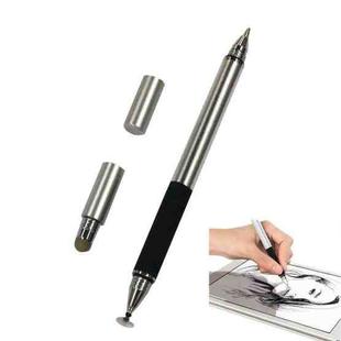 AT-12 3 in 1 Touch Screen Capacitive Pen with Common Writing Pen & Mobile Phone Writing Pen Function is Suitable for Apple / Huawei / Samsung(Silver)