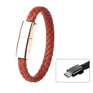 XJ-27 3A USB to USB-C / Type-C Creative Bracelet Data Cable, Cable Length: 22.5cm(Brown)